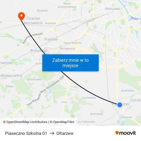 Piaseczno Szkolna 01 to Oltarzew map