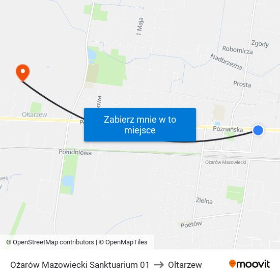 Ożarów Mazowiecki Sanktuarium to Oltarzew map