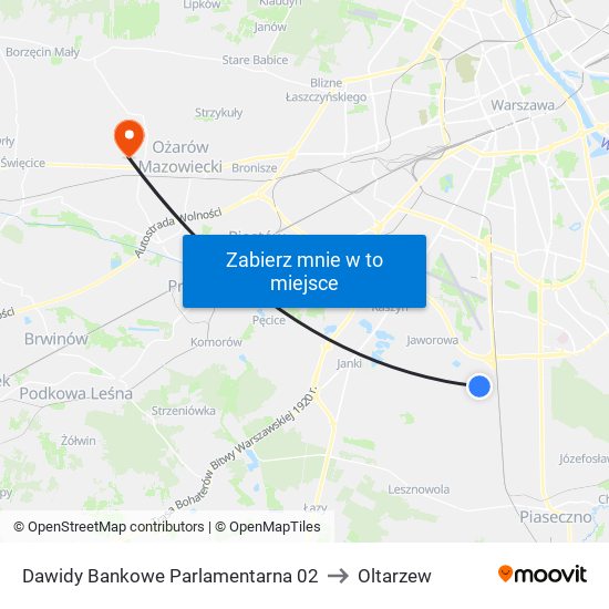 Dawidy Bankowe Parlamentarna 02 to Oltarzew map