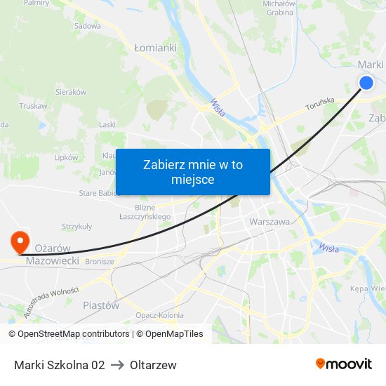 Marki Szkolna to Oltarzew map