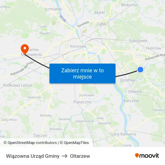 Wiązowna Urząd Gminy to Oltarzew map