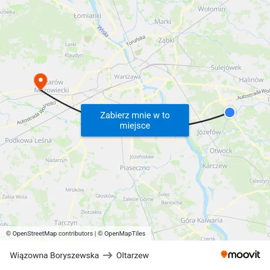 Wiązowna Boryszewska to Oltarzew map