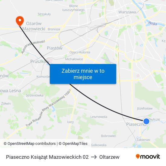 Piaseczno Książąt Mazowieckich 02 to Oltarzew map