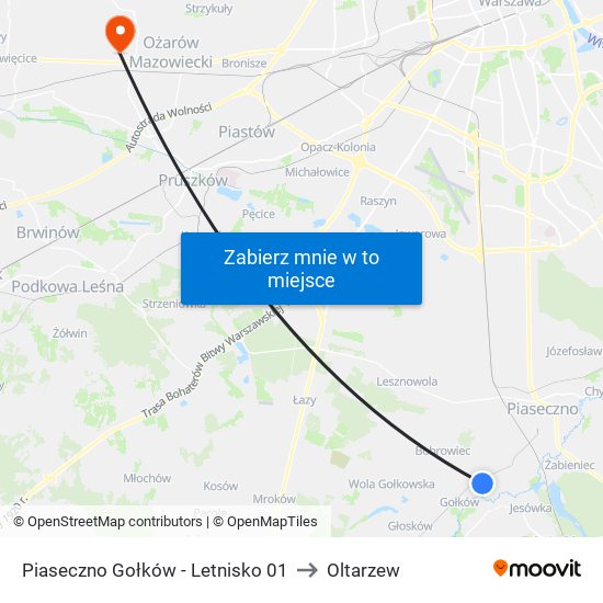 Piaseczno Gołków - Letnisko 01 to Oltarzew map