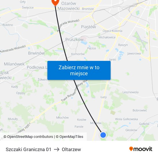 Szczaki Graniczna 01 to Oltarzew map