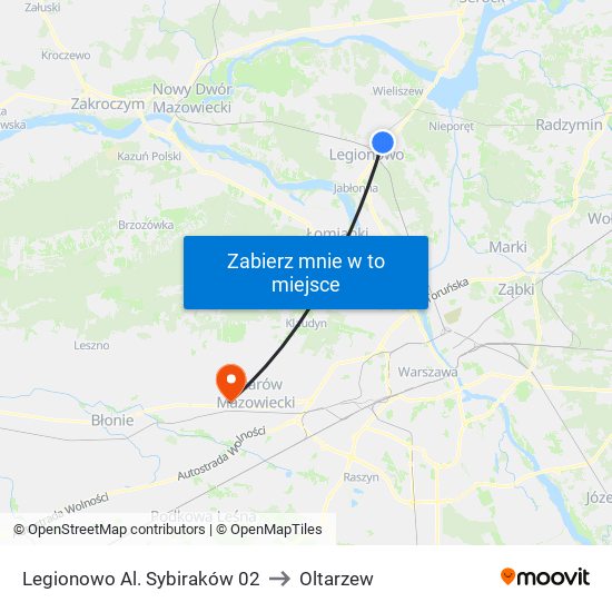 Legionowo Al. Sybiraków 02 to Oltarzew map