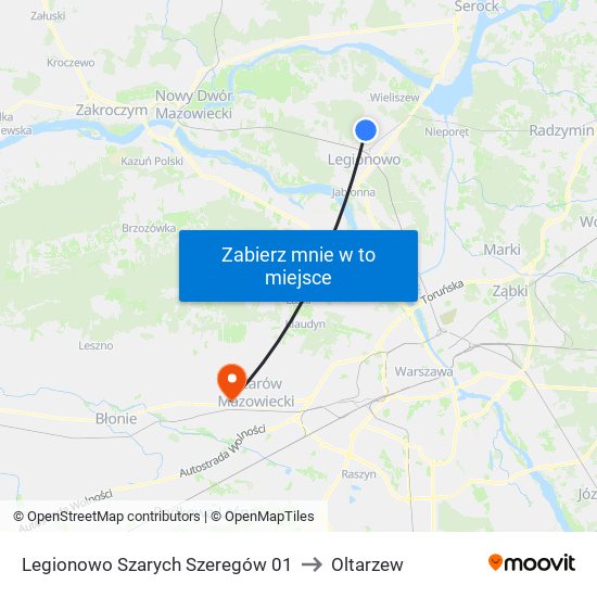 Legionowo Szarych Szeregów 01 to Oltarzew map