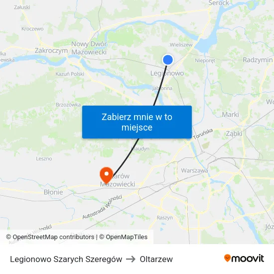 Legionowo Szarych Szeregów to Oltarzew map