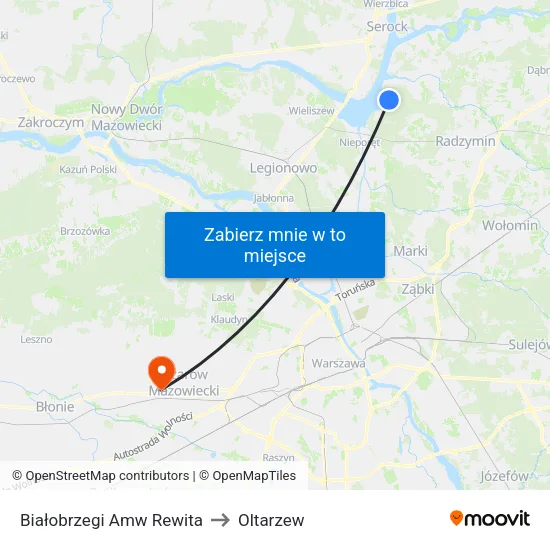 Białobrzegi Amw Rewita to Oltarzew map