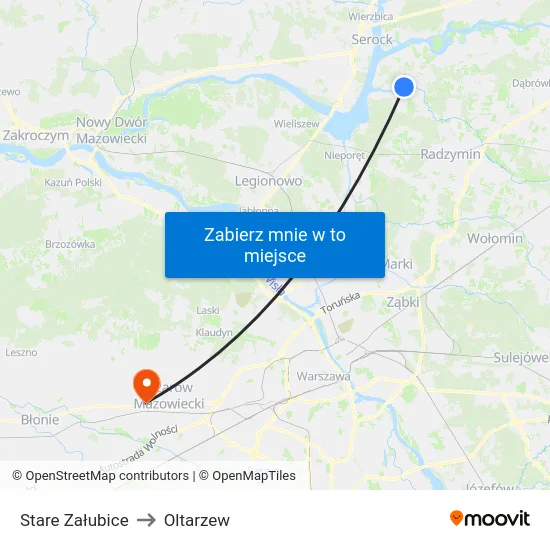 Stare Załubice to Oltarzew map