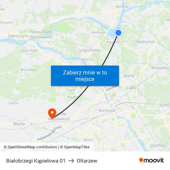 Białobrzegi Kąpielowa 01 to Oltarzew map