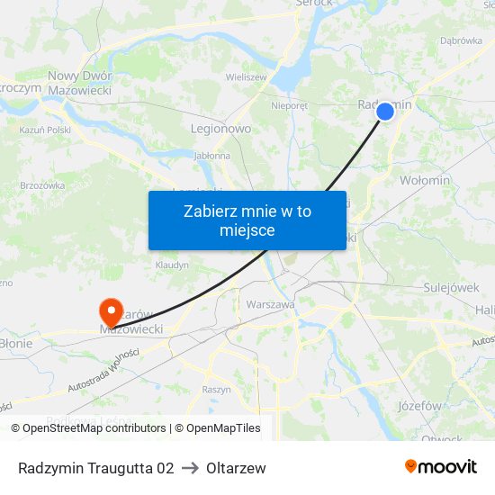 Radzymin Traugutta 02 to Oltarzew map