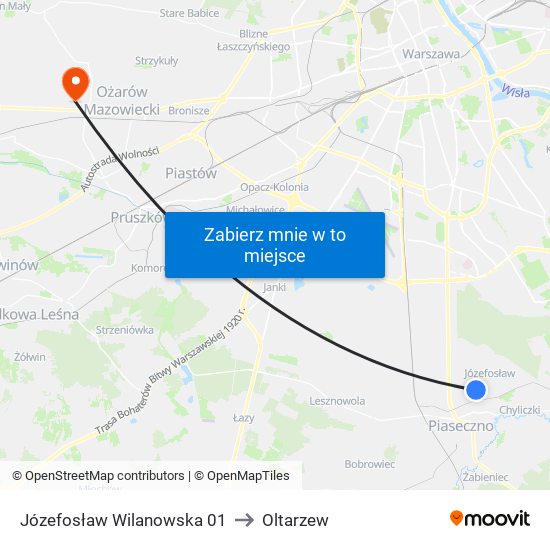 Józefosław Wilanowska 01 to Oltarzew map