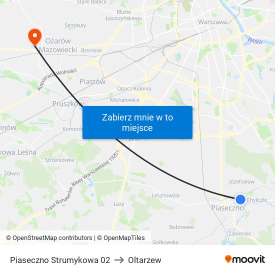 Piaseczno Strumykowa 02 to Oltarzew map