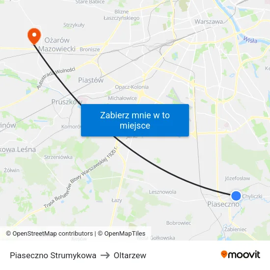 Piaseczno Strumykowa to Oltarzew map