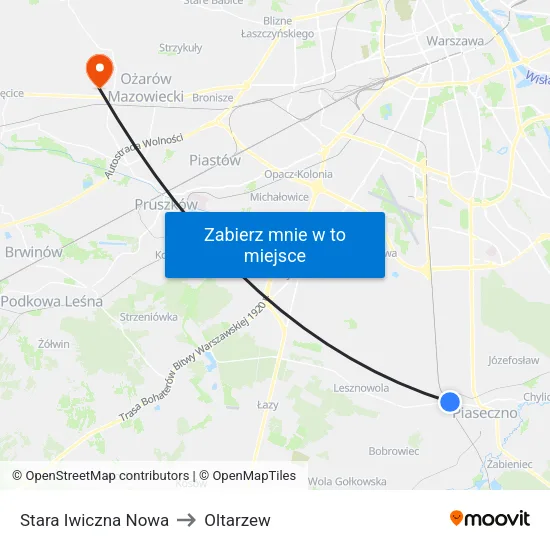 Stara Iwiczna Nowa to Oltarzew map