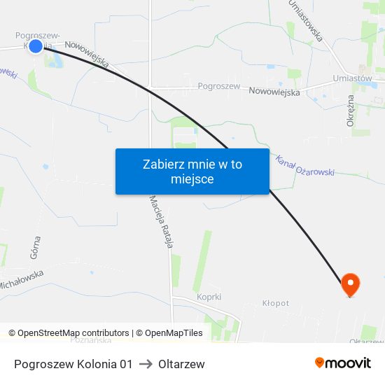 Pogroszew Kolonia 01 to Oltarzew map