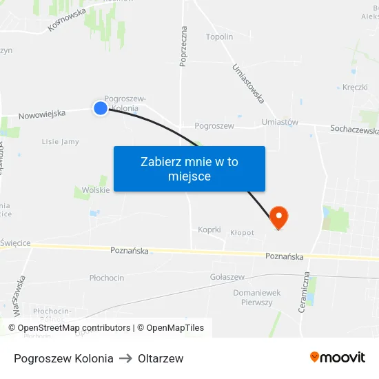 Pogroszew Kolonia to Oltarzew map