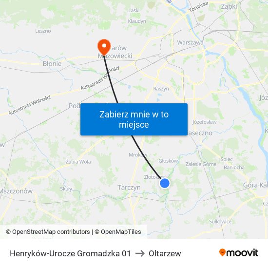 Henryków-Urocze Gromadzka 01 to Oltarzew map
