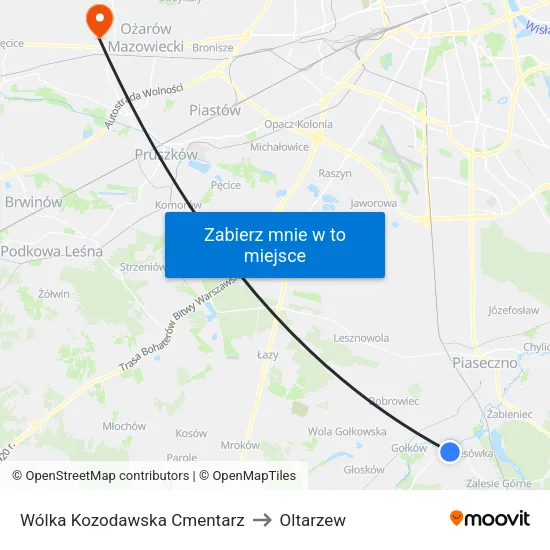 Wólka Kozodawska Cmentarz to Oltarzew map