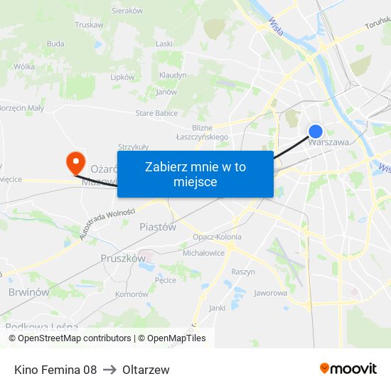 Kino Femina 08 to Oltarzew map