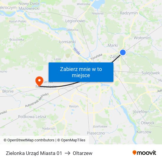 Zielonka Urząd Miasta 01 to Oltarzew map