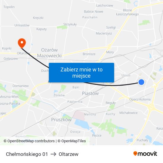 Chełmońskiego 01 to Oltarzew map