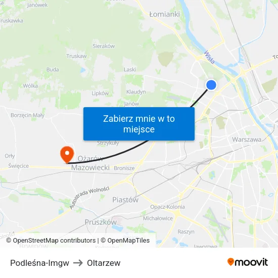 Podleśna - IMGW to Oltarzew map