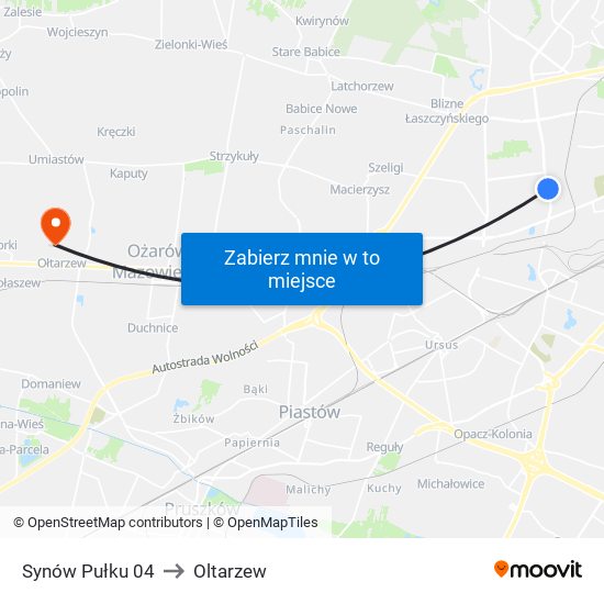 Synów Pułku 04 to Oltarzew map