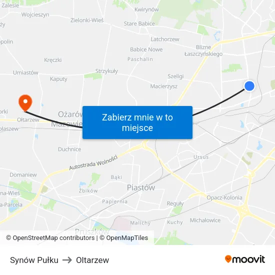 Synów Pułku to Oltarzew map