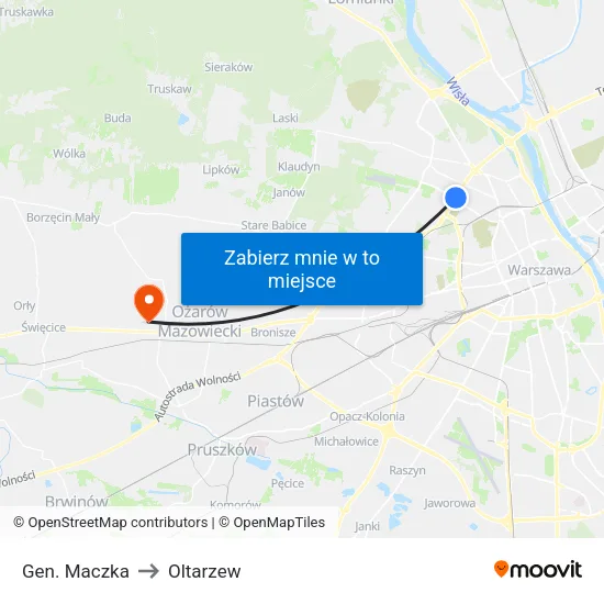 Gen. Maczka to Oltarzew map