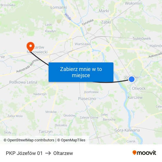 PKP Józefów 01 to Oltarzew map