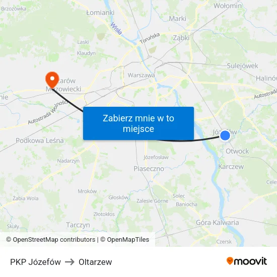 PKP Józefów to Oltarzew map