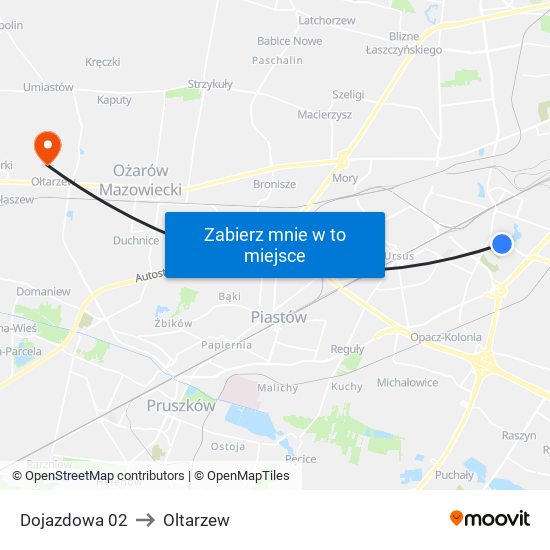 Dojazdowa 02 to Oltarzew map