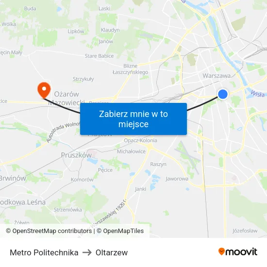 Metro Politechnika to Oltarzew map