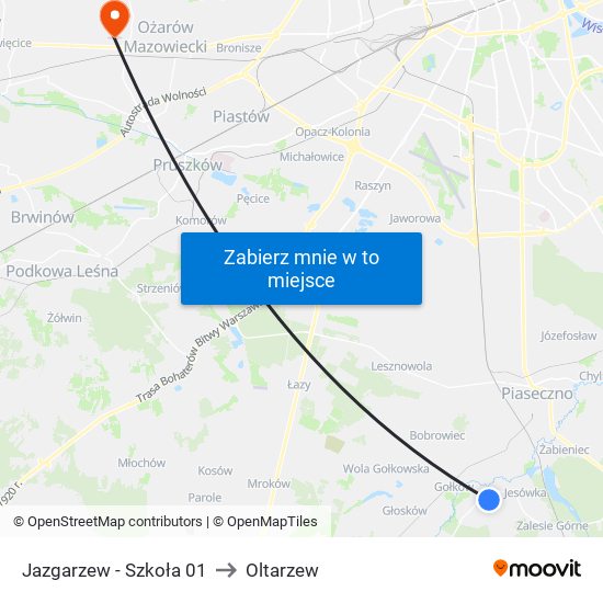 Jazgarzew - Szkoła 01 to Oltarzew map