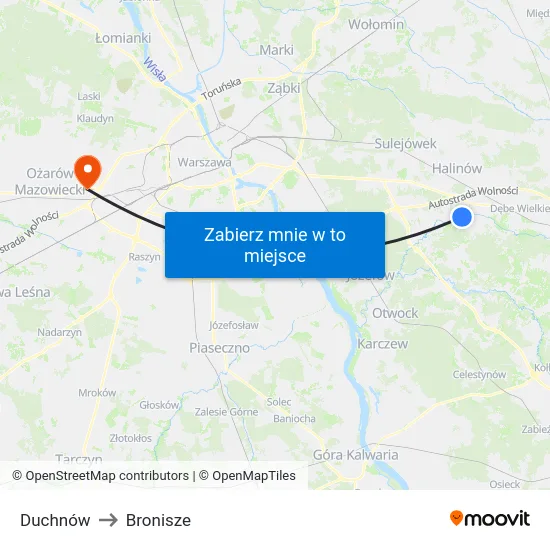 Duchnów to Bronisze map