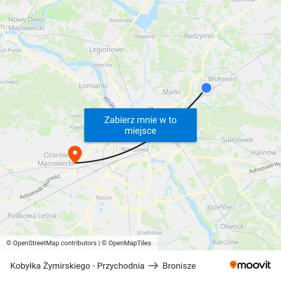 Kobyłka Żymirskiego - Przychodnia to Bronisze map