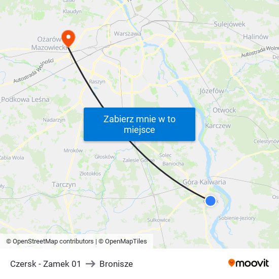 Czersk - Zamek 01 to Bronisze map