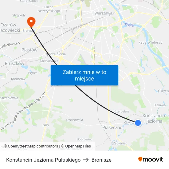 Konstancin-Jeziorna Pułaskiego to Bronisze map