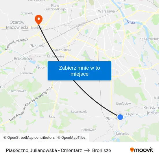 Piaseczno Julianowska - Cmentarz to Bronisze map