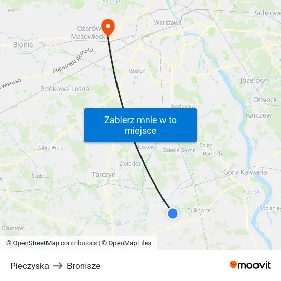 Pieczyska to Bronisze map
