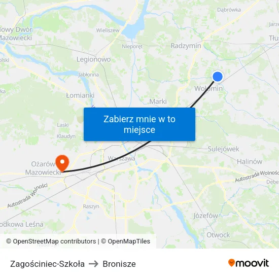 Zagościniec - Szkoła to Bronisze map