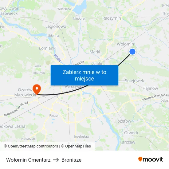 Wołomin Cmentarz to Bronisze map
