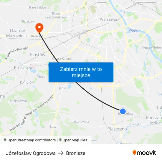 Józefosław Ogrodowa to Bronisze map