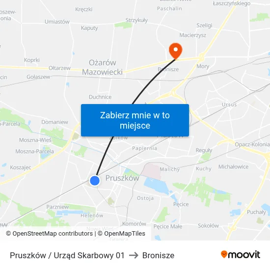 Pruszków / Urząd Skarbowy 01 to Bronisze map