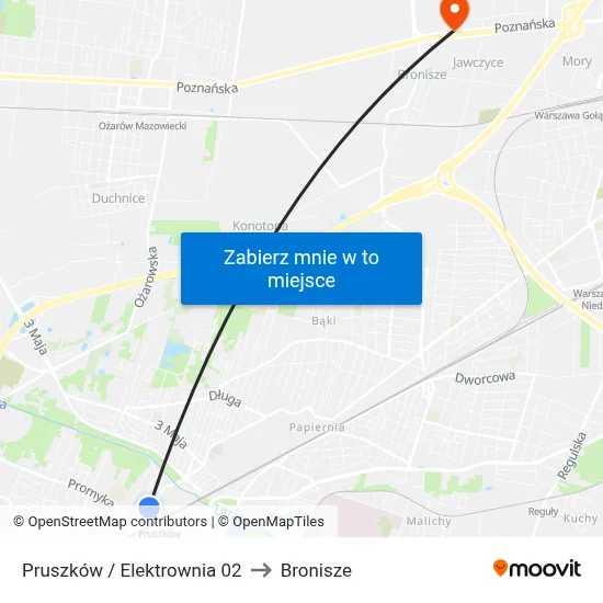 Pruszków / Elektrownia 02 to Bronisze map