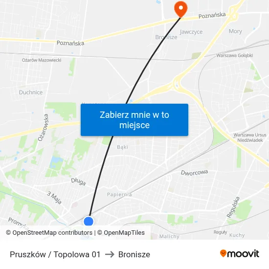 Pruszków / Topolowa 01 to Bronisze map