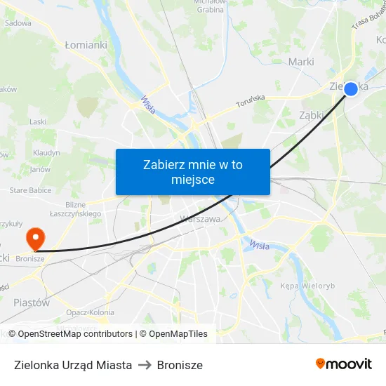 Zielonka Urząd Miasta to Bronisze map