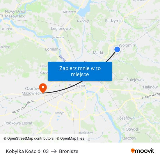 Kobyłka Kościół 03 to Bronisze map